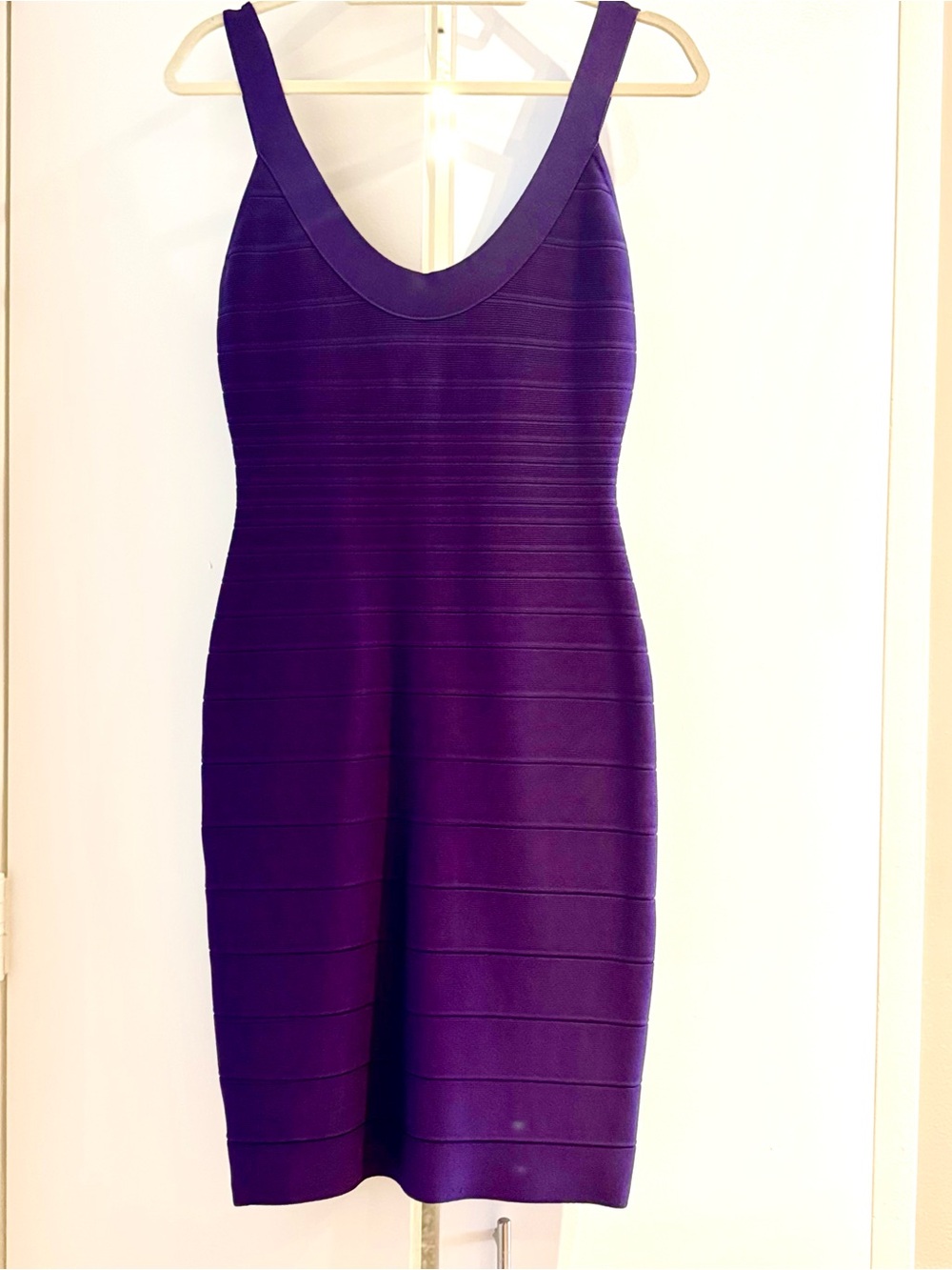 Herve Leger Purple Bandage Bodycon Dress